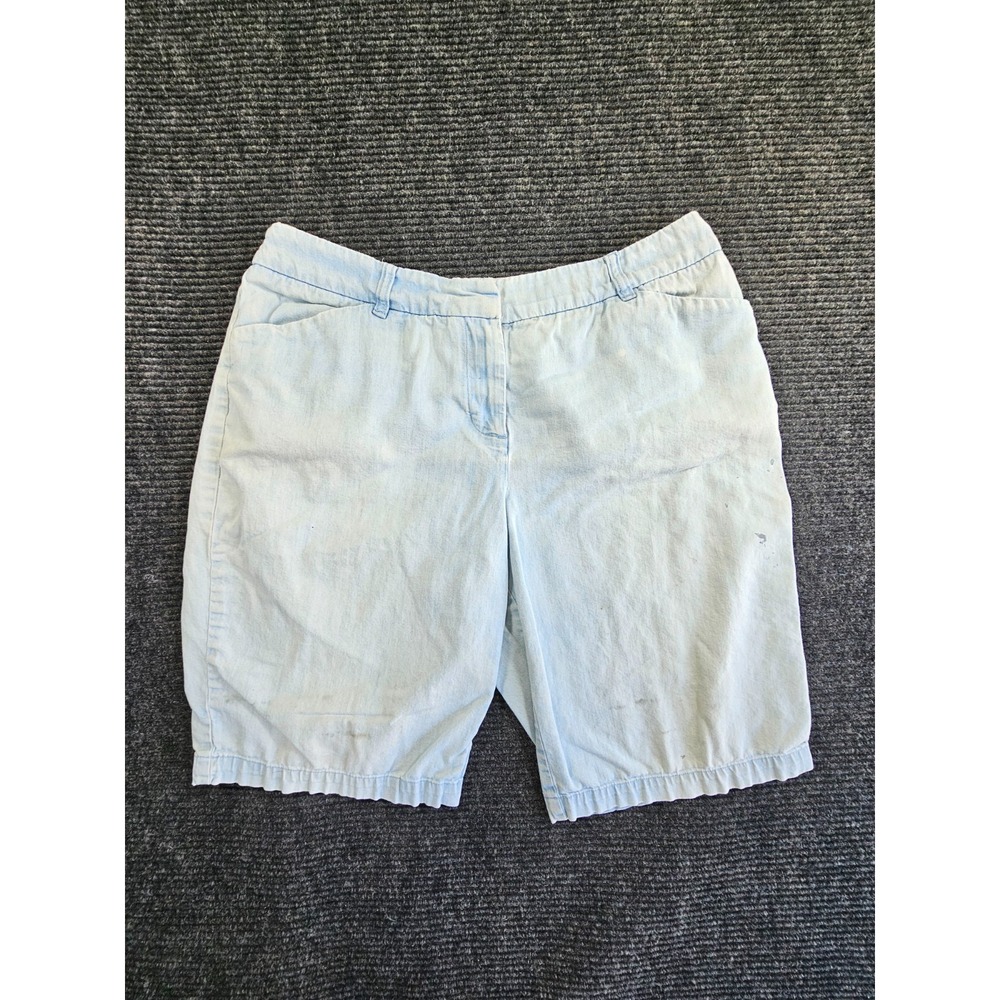 Jones New York Sport Bermuda Shorts Womens 12 Blue Denim Cotton Stretch Mid Rise